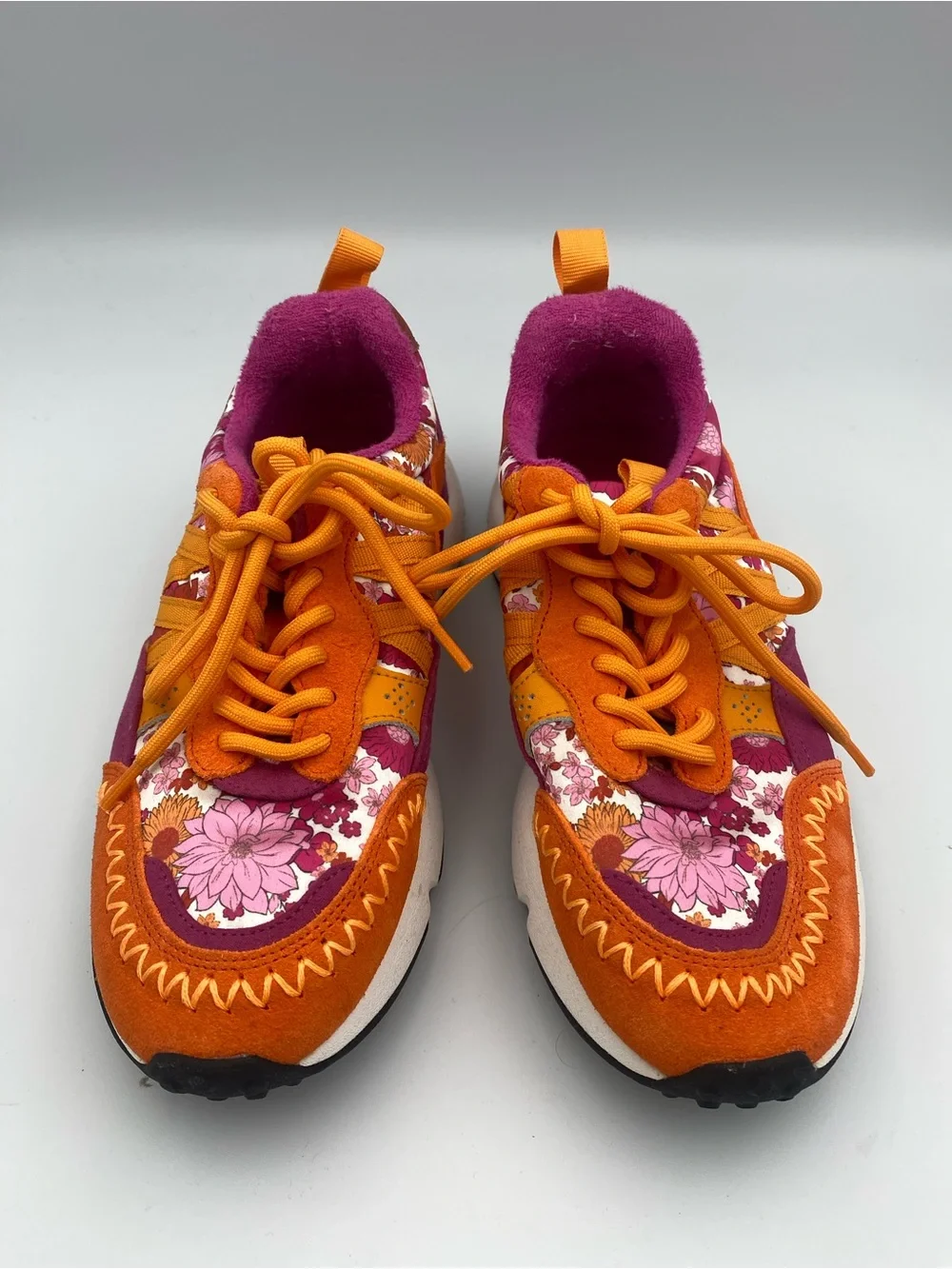 Chelsea & Violet Orange and Magenta Floral Sneakers